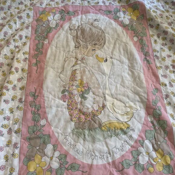 Precious Moments Vintage Baby Girl Infant Blanket Goose Project Linus 42”x33” - Picture 5 of 9